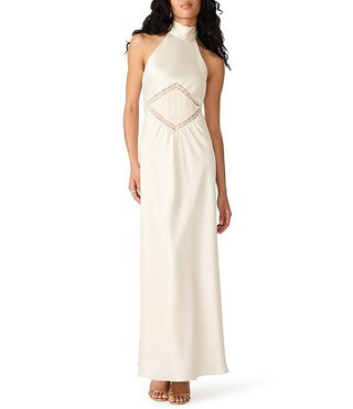 Steve Madden Emmalie High Neck Sleeveless Satin Maxi Dress | Dillard's | Dillard's