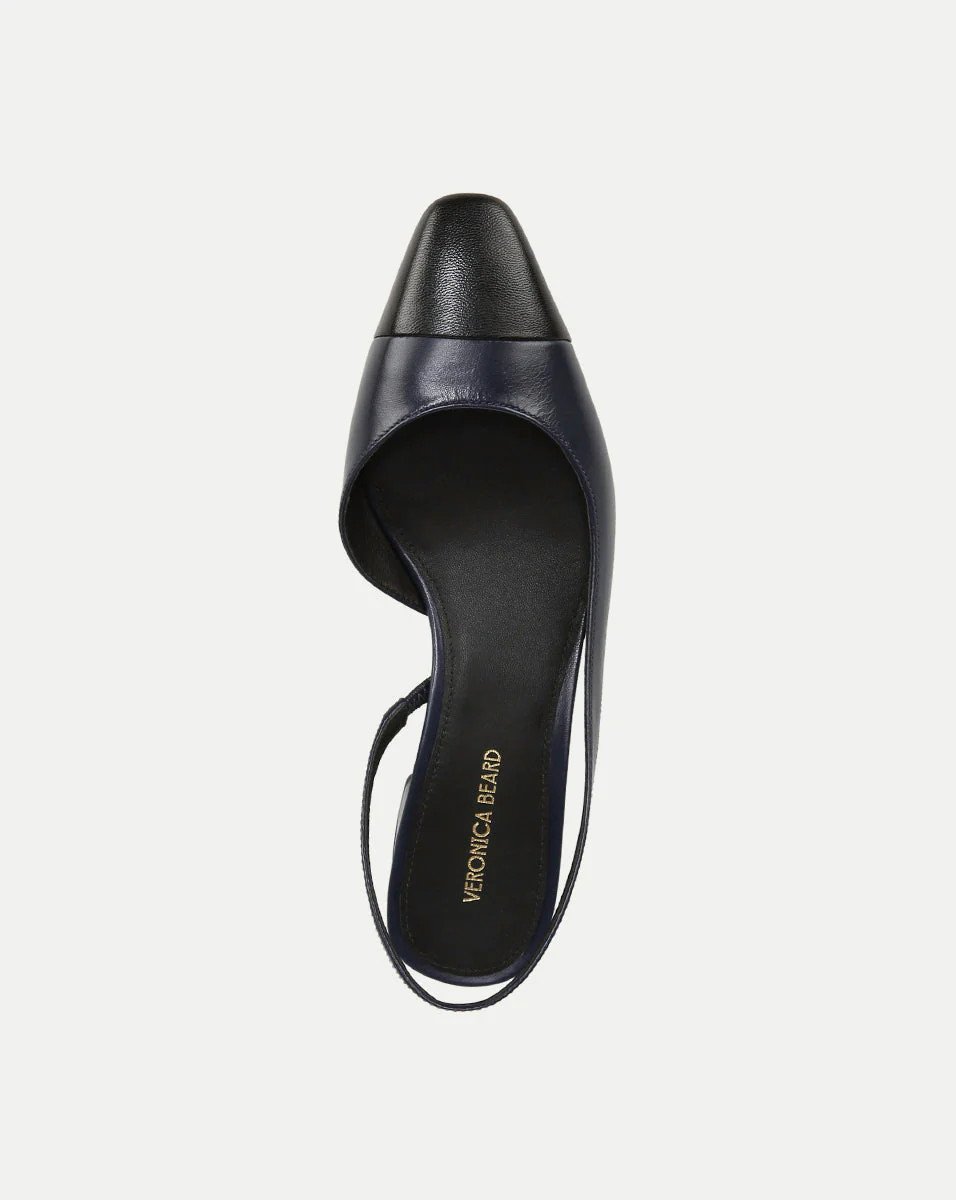 Cecile Leather Cap-Toe Slingback | Veronica Beard