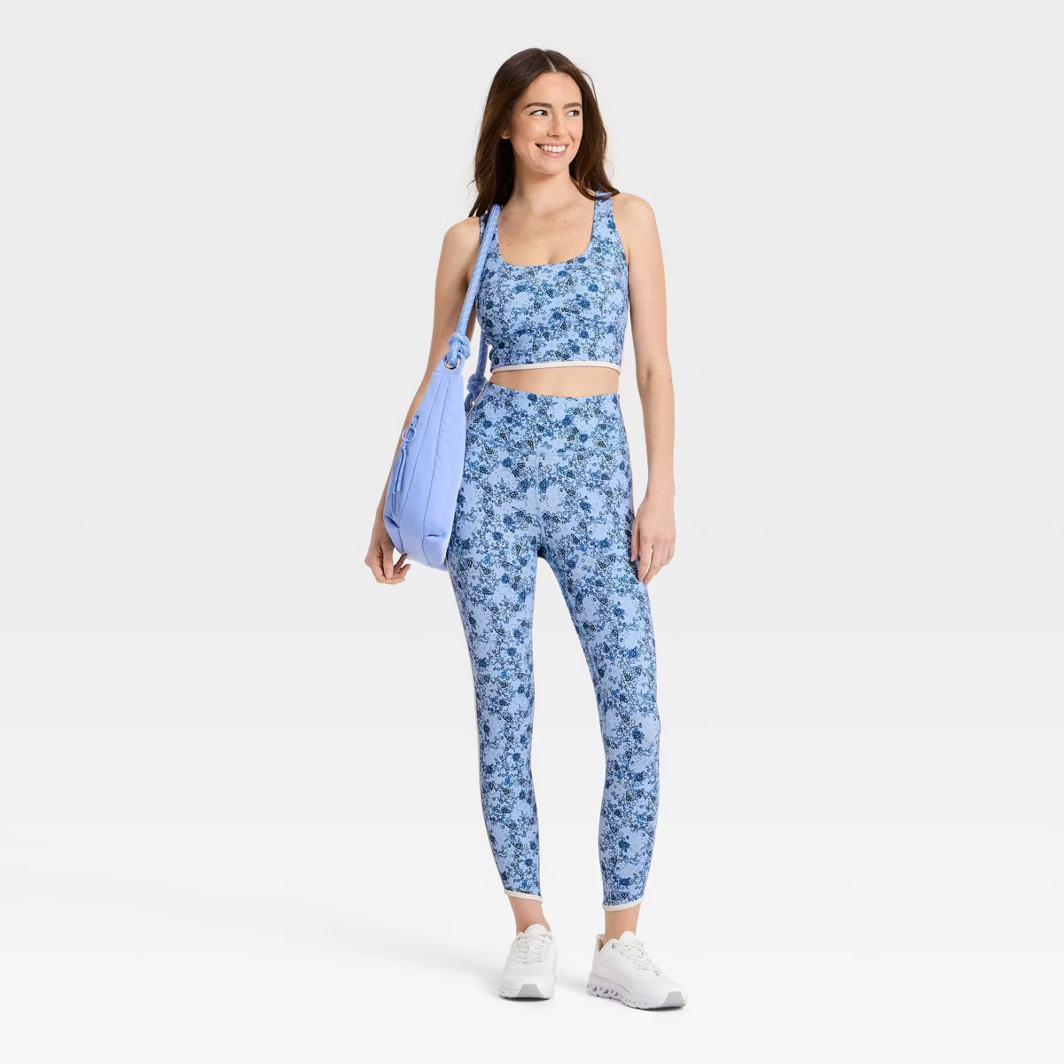 Women's Floral Print Piped Longline Sports Bra - JoyLab™ | Target