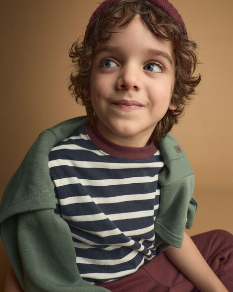 Toddler Relaxed Tee in Stripes - Navy/Burgundy - Otter Avenue | Carter's | Carter's Inc