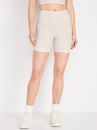 High-Waisted PowerSoft Ribbed Biker Shorts -- 6-inch inseam | Old Navy (CA)