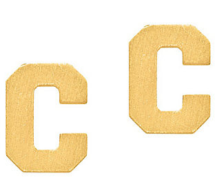 Brushed Initial Earrings, 14K Yellow Gold | QVC
