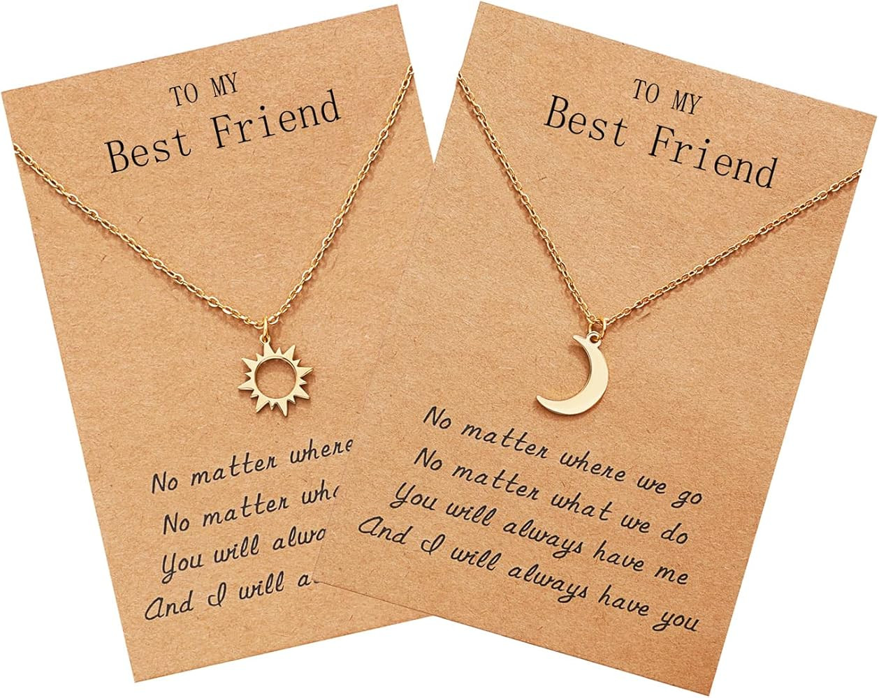 Best Friend Necklace for 2, Sun and Moon Matching Friendship Necklace Jewelry Gifts for BFF Siste... | Amazon (US)