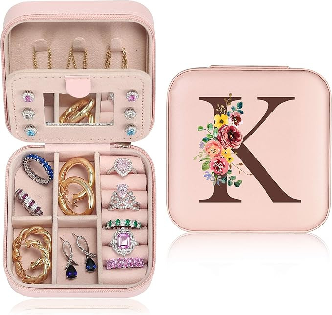 Parima Birthday Gifts for Women Teen Girl - Small Travel Jewelry Case Organizer Initial Jewelry B... | Amazon (US)