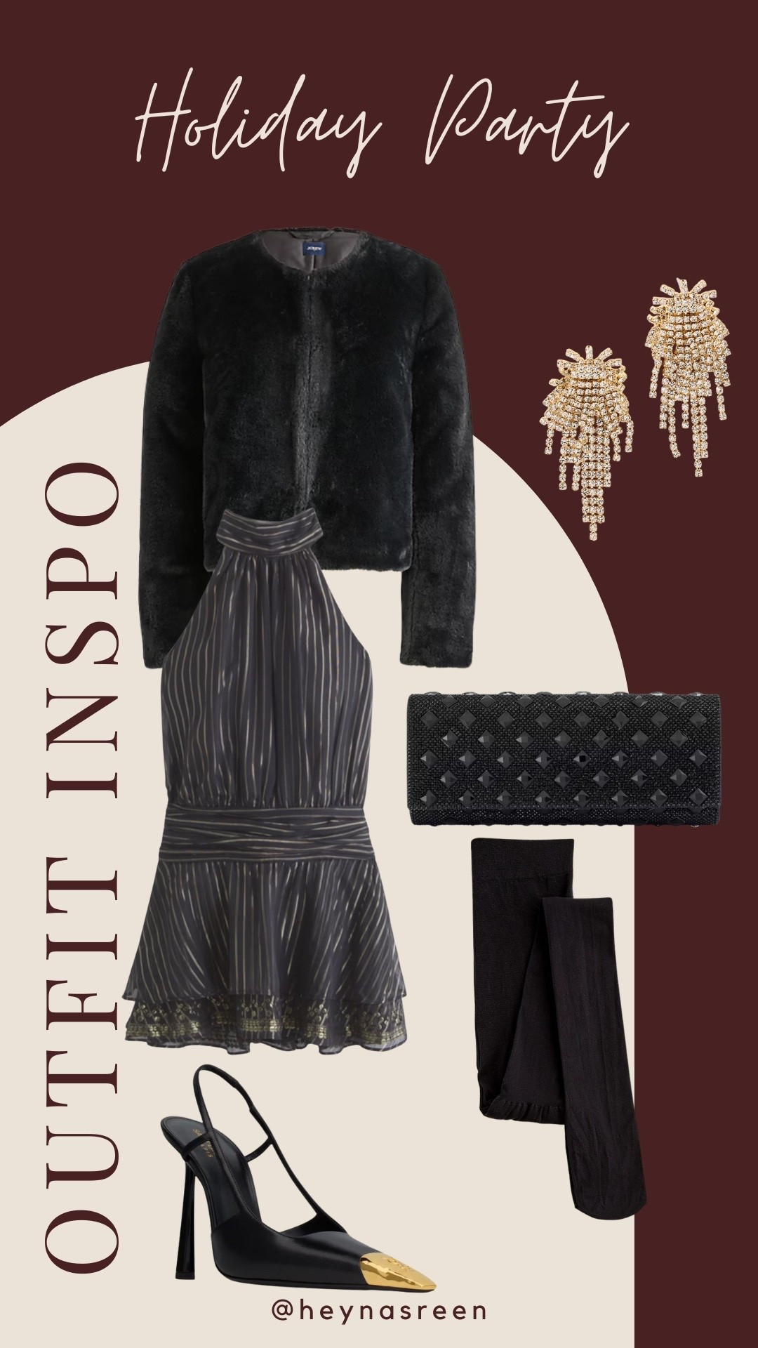 Outfit inspo holiday party: I love adding tights and a faux fur jacket when it starts to get cold here! This would be so cute for date night! 

#LTKOver40 #LTKHoliday