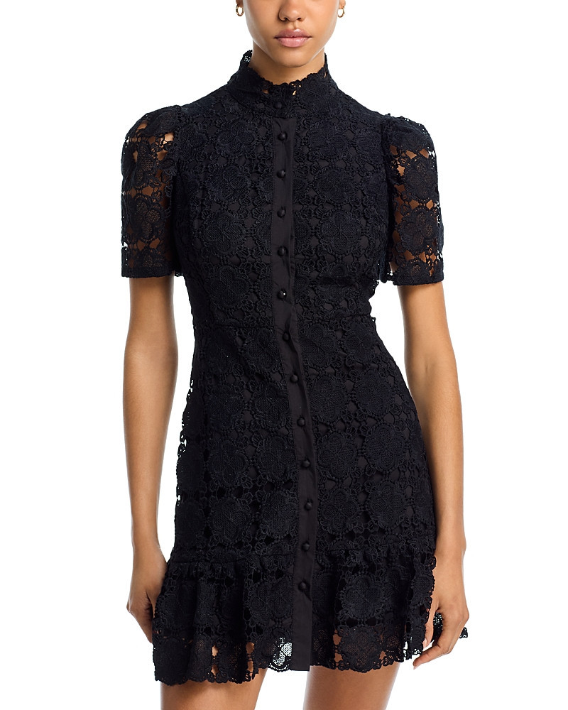 Aqua Floral Lace Mock Neck Mini Dress -Exclusive | Bloomingdale's (US)