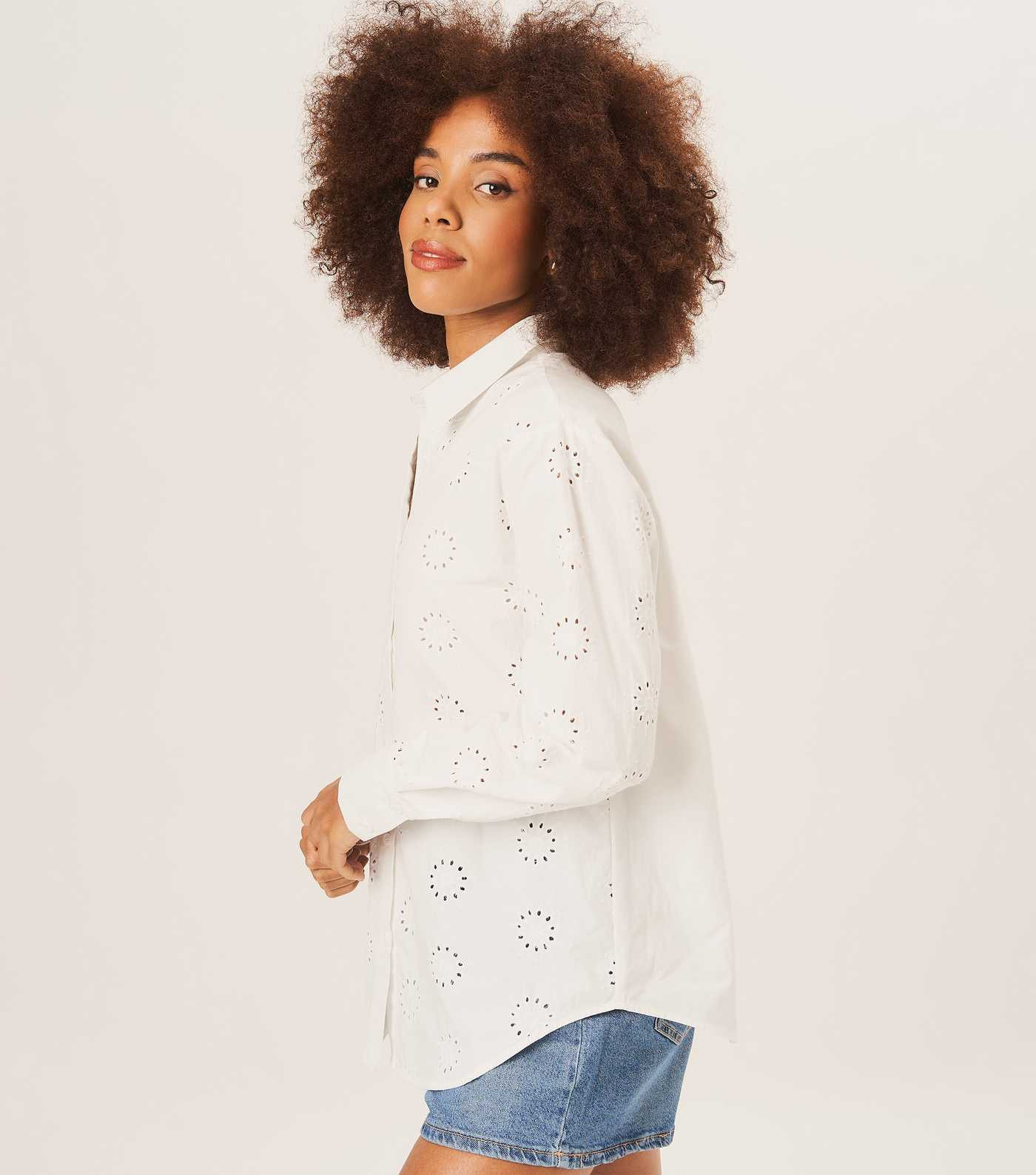 Gini London White Embroidered Cotton Shirt  | New Look | New Look (UK)