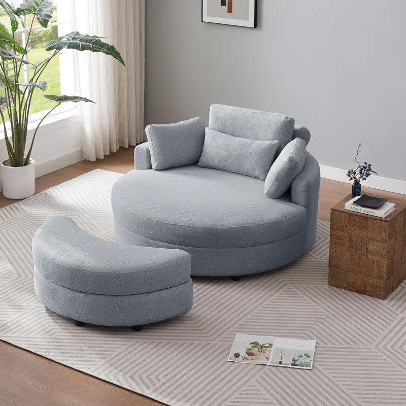 Dashton Upholstered Barrel Chair with Ottoman | Wayfair North America