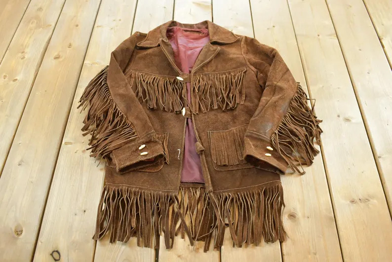 Vintage 1960s Suede Leather Western Fringe Jacket Womens M / 60s Leather Coat / Outerwear / Brown... | Etsy (Global)