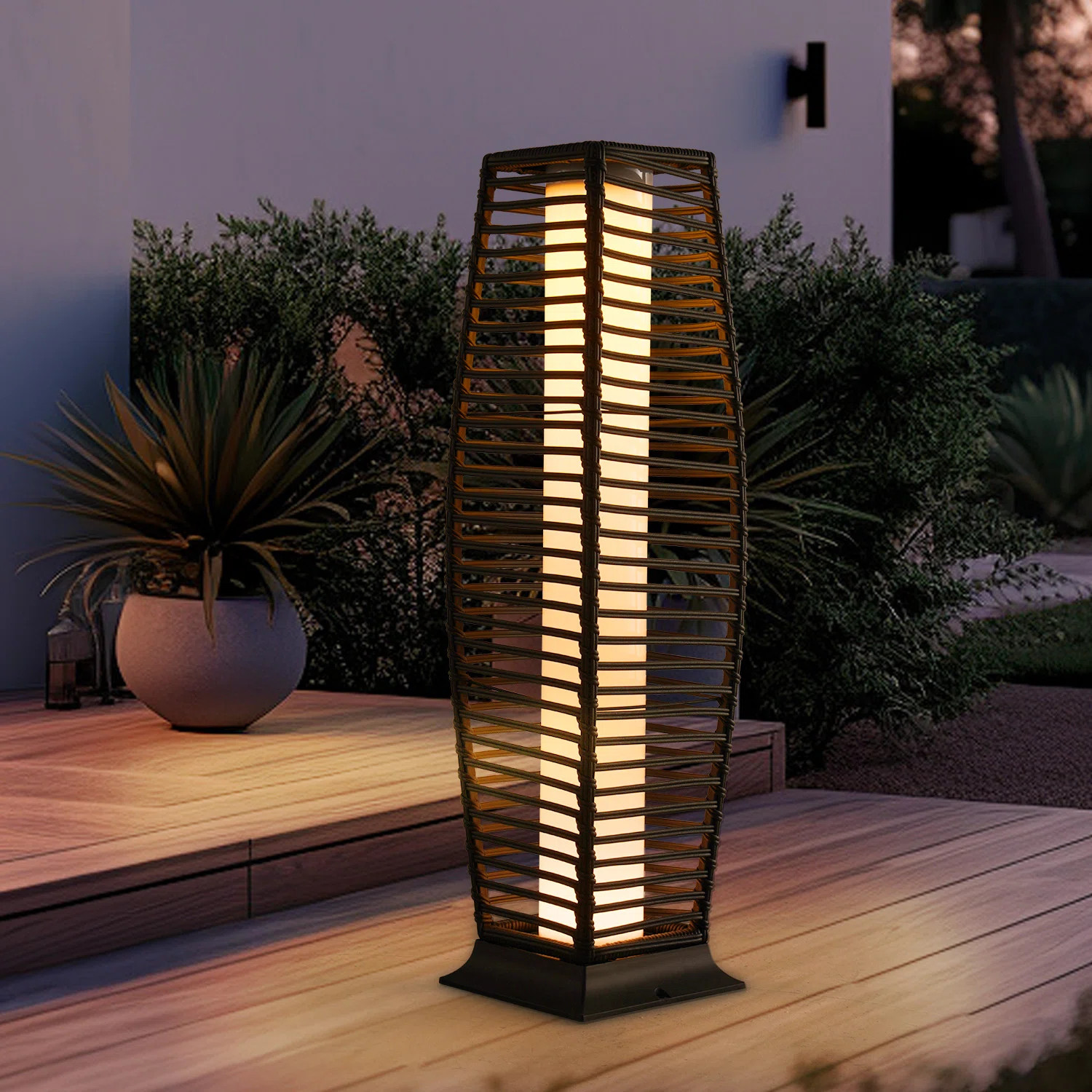 Freida Solar Powered Wicker Floor Lamp | Wayfair North America