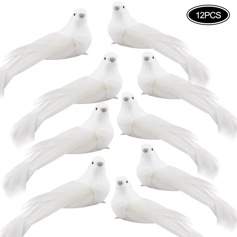 12Pcs White Christmas Bird Ornaments Holiday Birds with Clips Winter Doves Christmas Tree Bird Or... | Walmart (US)