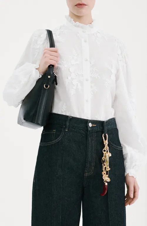 MANGO Floral Embroidered Shirt in Off White at Nordstrom, Size 8 | Nordstrom