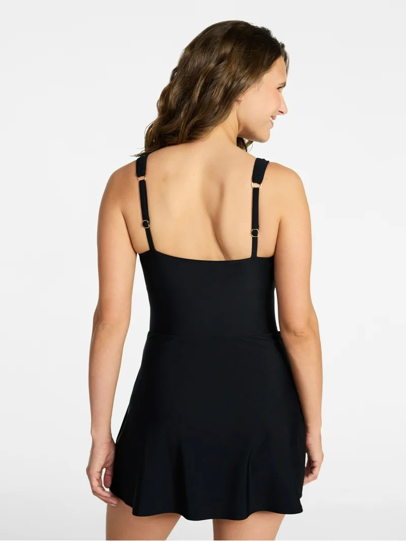 Time and Tru Women's and Women's Plus Size Wrap Swim Dress, Sizes XS-3X | Walmart (US)