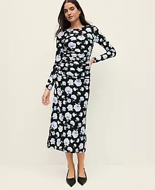Petite Floral Ruched Midi Dress | Ann Taylor