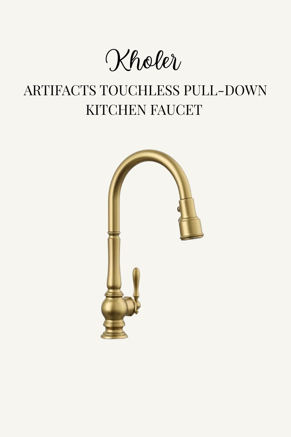 The Artifacts Touchless Pull-Down Kitchen Faucet by Kohler combines timeless elegance with modern convenience. Its sophisticated design, touchless technology, and versatile pull-down sprayhead bring effortless functionality and a luxurious finishing touch to any kitchen.