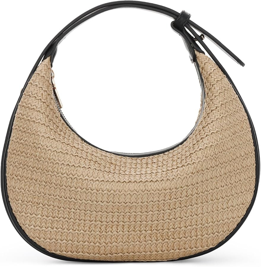 GOKTOW Straw Crossbody Bag Beach Tote Handbag with Adjustable Straps Crescen Raffia Purse for Sum... | Amazon (US)