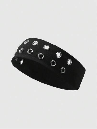 ROMWE Grunge Punk 1 Pc Punk Fashion Black Hollow Headband, Dark Minimalist Style Hair Accessory, ... | SHEIN