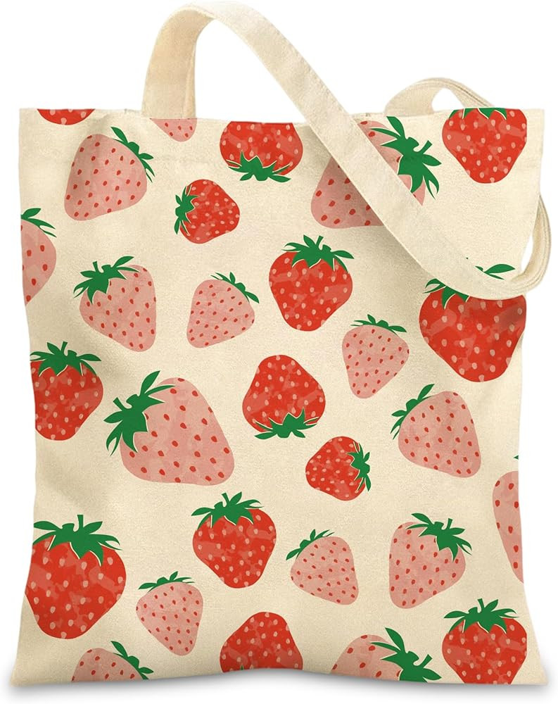 Women's Canvas Tote Bags with Inner Pockets & Metal Snap, Reusable Tote Bag for Girl's Vacation T... | Amazon (US)