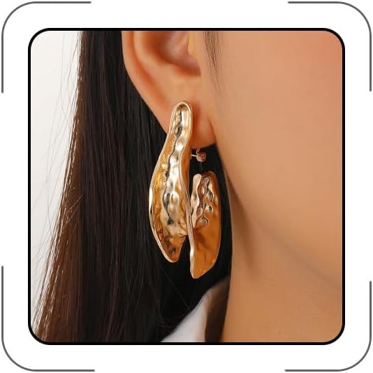 Chunky Gold Earrings for Women Big Gold Statement Irregular Dangle Earrings | Trendy Irregular Ge... | Amazon (US)