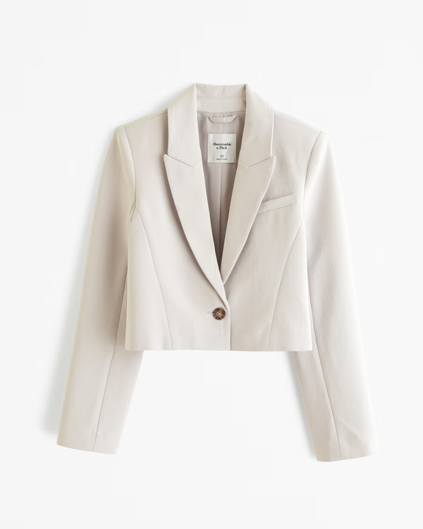 Premium Crepe Cropped Blazer | Abercrombie & Fitch (US)