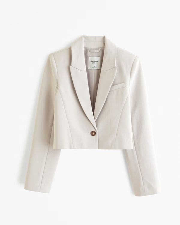 Women's Premium Crepe Cropped Blazer | Women's Coats & Jackets | Abercrombie.com | Abercrombie & Fitch (UK)