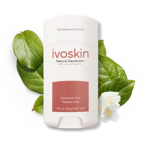 IVOSKIN Aluminum-free Natural Deodorant | 72 Hour Odor Protection | for Women and Men, Non-Toxic | Sandalwood & Musk Scent (1.76 oz) | Amazon (US)