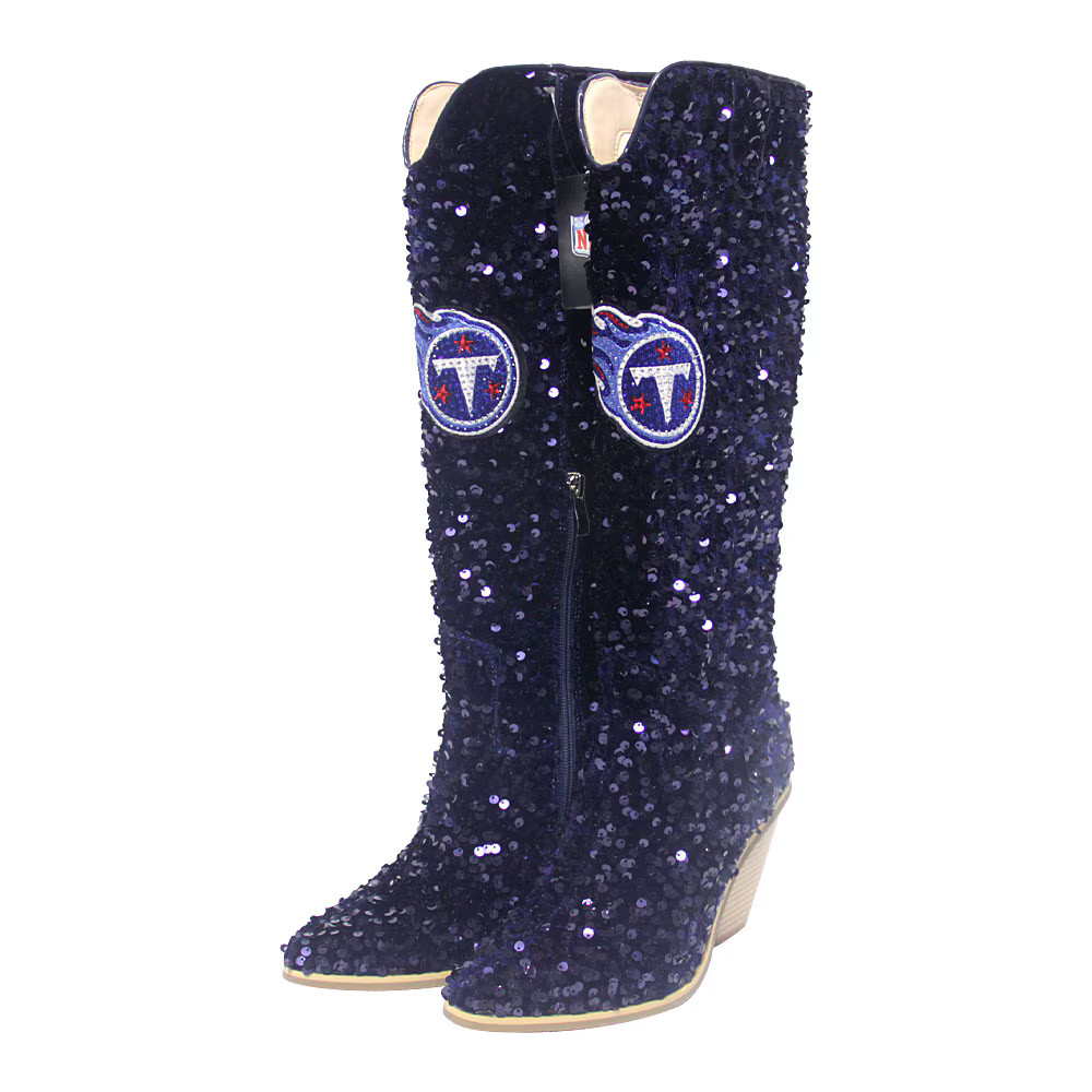 Tennessee Titans Cuce Women's Knee-High Sequin Boots - Navy | Fanatics