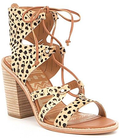 Dolce Vita Luci Calf Hair Lace Up Ghillie Stacked Block Heel Sandals | Dillards Inc.