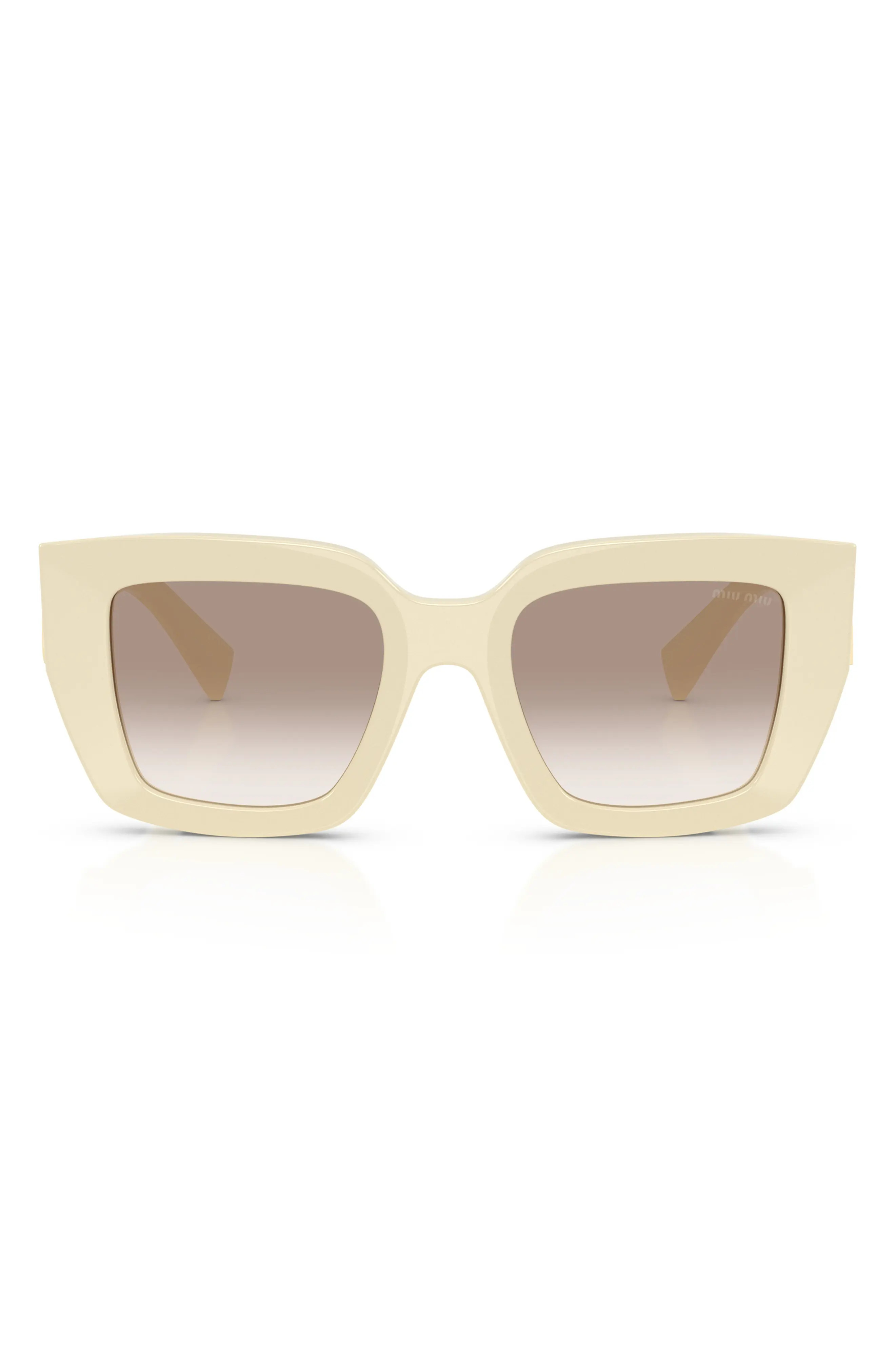 Miu Miu 51mm Gradient Square Sunglasses in Milk /Clear Gradient Brown at Nordstrom | Nordstrom