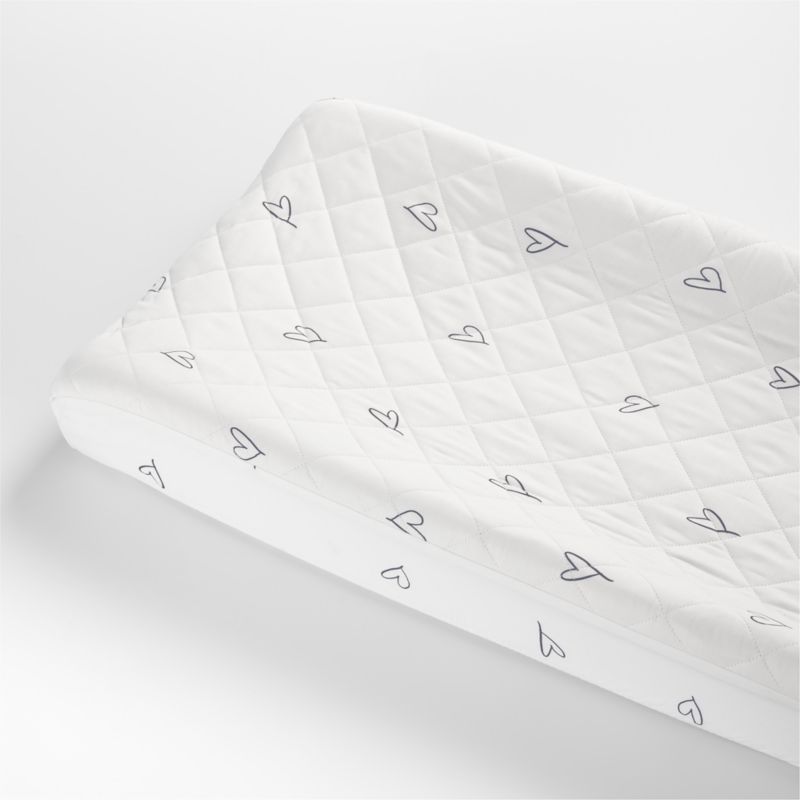 Charcoal Heart Organic Cotton Baby Changing Pad Cover by Leanne Ford | Crate & Kids | Crate & Barrel
