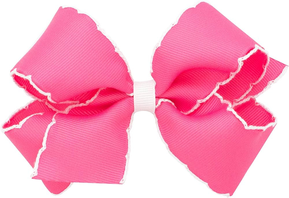 Wee Ones Girls' Classic Grosgrain Moonstitch Edge Hair Bow on a WeeStay Hair Clip, Contrasting Ed... | Amazon (US)