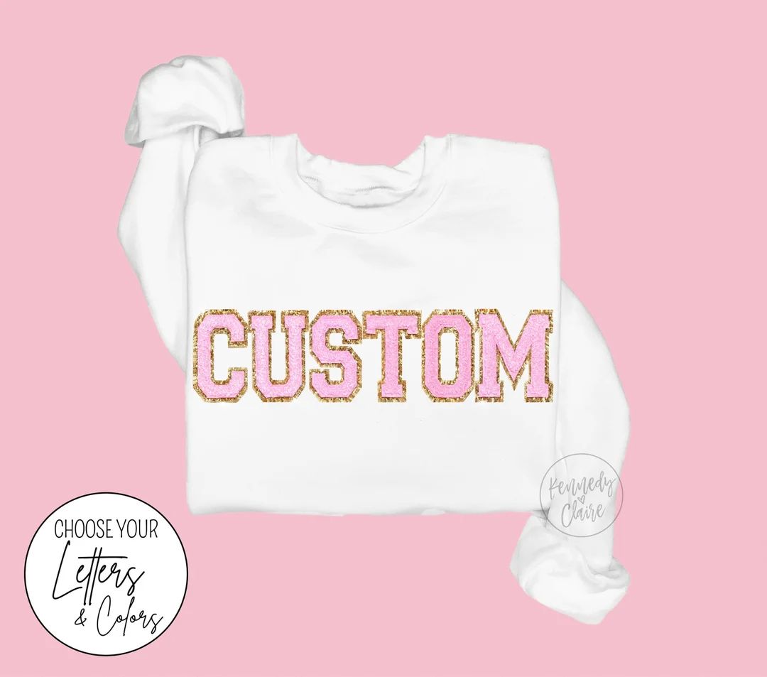 Custom Letter Patch Sweatshirt Personalized Toddler Girl - Etsy | Etsy (US)