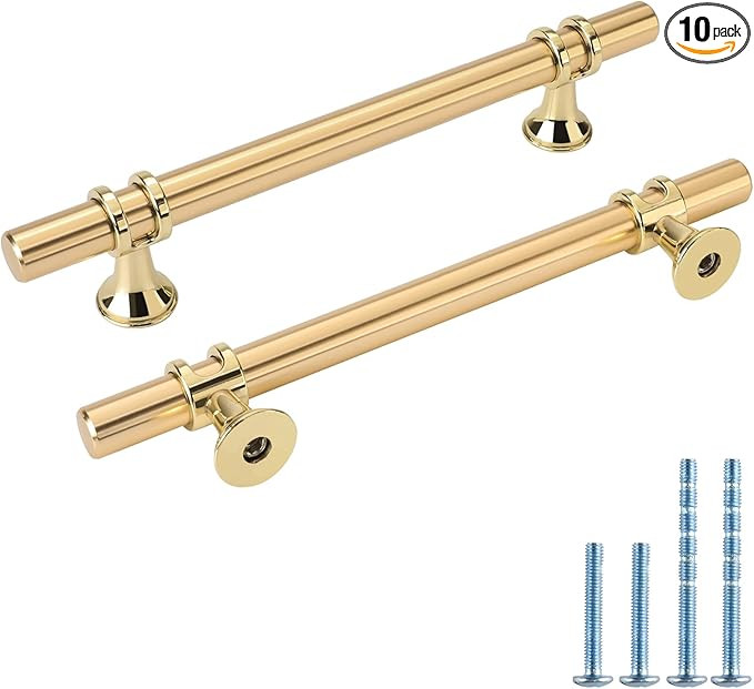 Rergy 10 Pack Brushed Brass Cabinet Pulls Gold Cabinet Handles 5in(128mm) Kitchen Cabinet Handles... | Amazon (US)