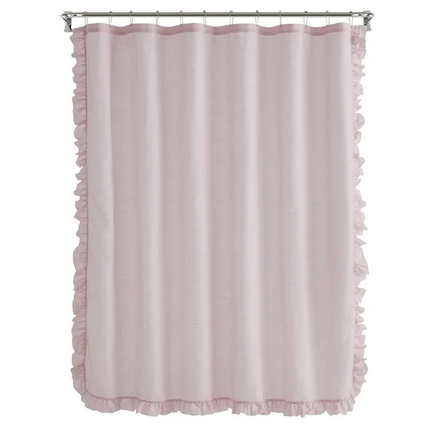 My Texas House Lancaster Chambray Ruffle Fabric Shower Curtain, 72" x 72", Blush - Walmart.com | Walmart (US)