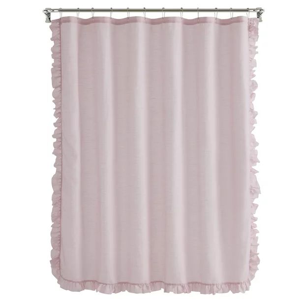 My Texas House Lancaster Chambray Ruffle Fabric Shower Curtain, 72" x 72", Blush - Walmart.com | Walmart (US)