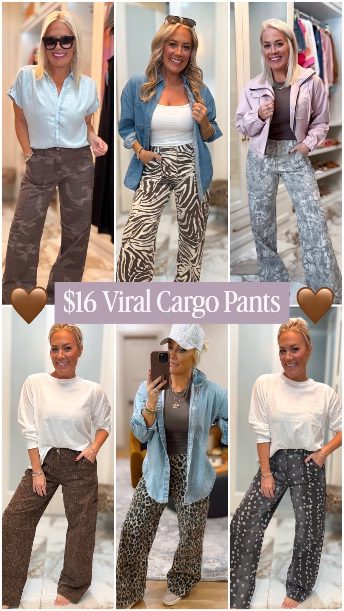 The viral $16 cargo pants from Walmart now in new prints for fall, size medium