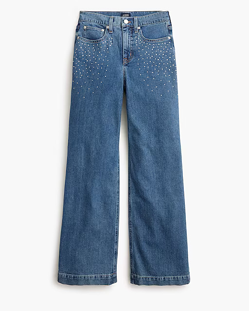 Embellished classic wide-leg jean in all-day stretch | J.Crew Factory