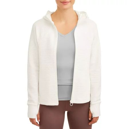 Athletic Works Women's Ribbed Zip Front Jacket with Hood | Walmart (US)