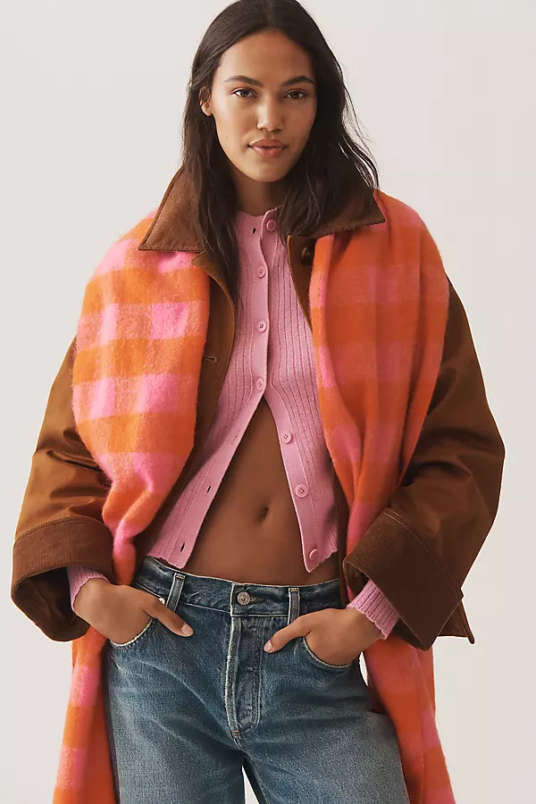 Maeve Brushed Gingham Scarf | Anthropologie (US)