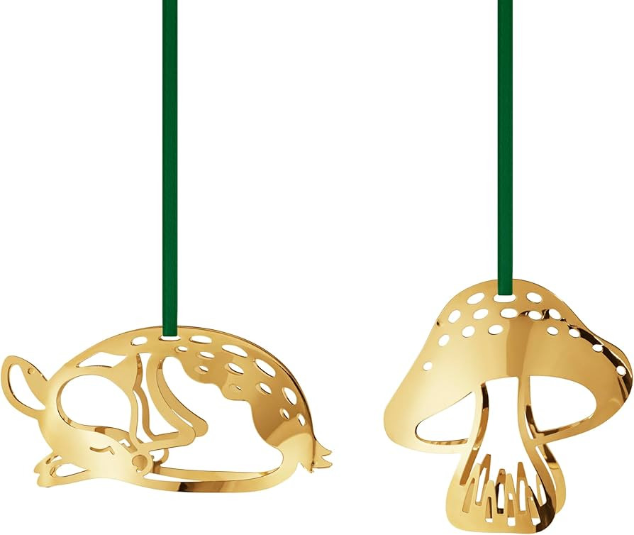 Georg Jensen 2023 Christmas Ornaments Set Deer & Mushroom 18K Gold Plated | Amazon (US)