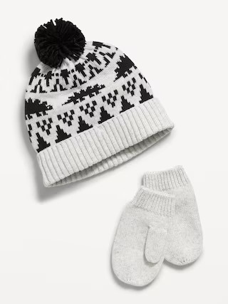 Pom-Pom Beanie and Mittens Set for Toddler Boys | Old Navy (US)