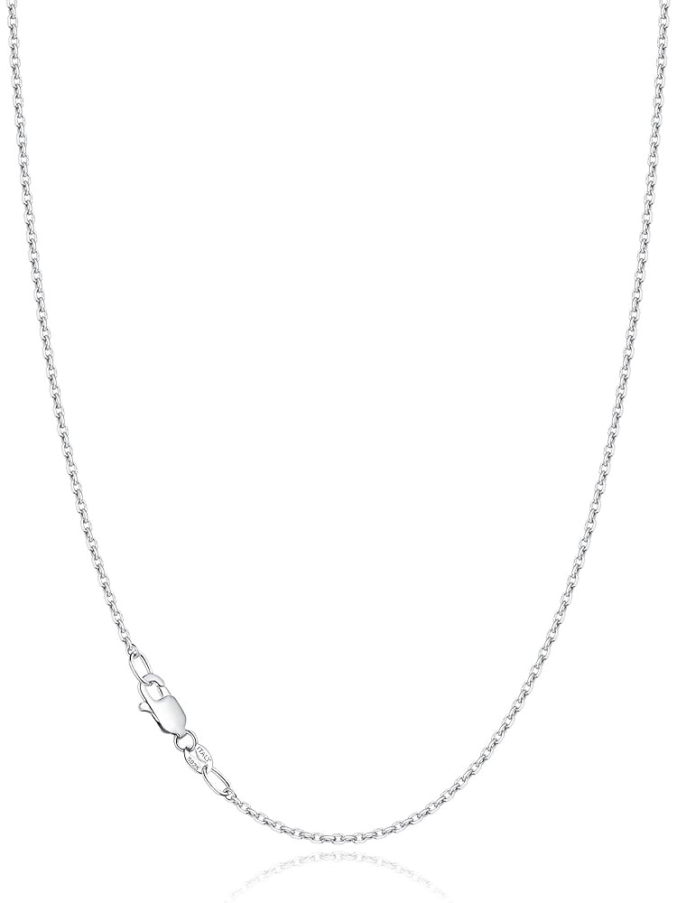 Jewlpire Solid 18k Gold Over 925 Sterling Silver Chain Necklace for Women, 1.2mm Cable Chain Neck... | Amazon (US)