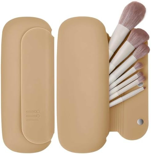 Silicone Travel Makeup Brush Holder for Women with Magnetic Closure and Built-in Brush Cleaner, W... | Amazon (US)