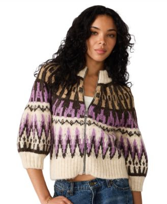 Steve Madden Women's Adley Half Sleeve Zip-Front Sweater - Beige | Macy's