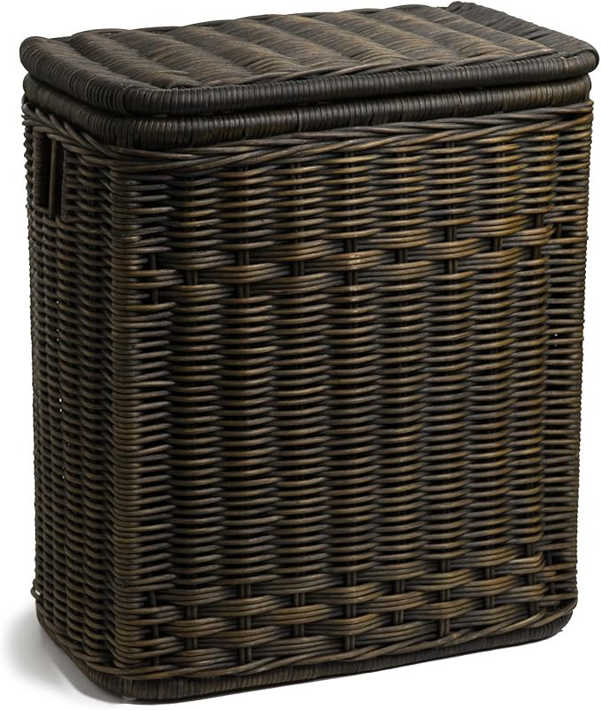 The Basket Lady Narrow Wicker Rectangular Laundry Hamper, 21 in L x 13 in W x 24 in H, Antique Wa... | Amazon (US)
