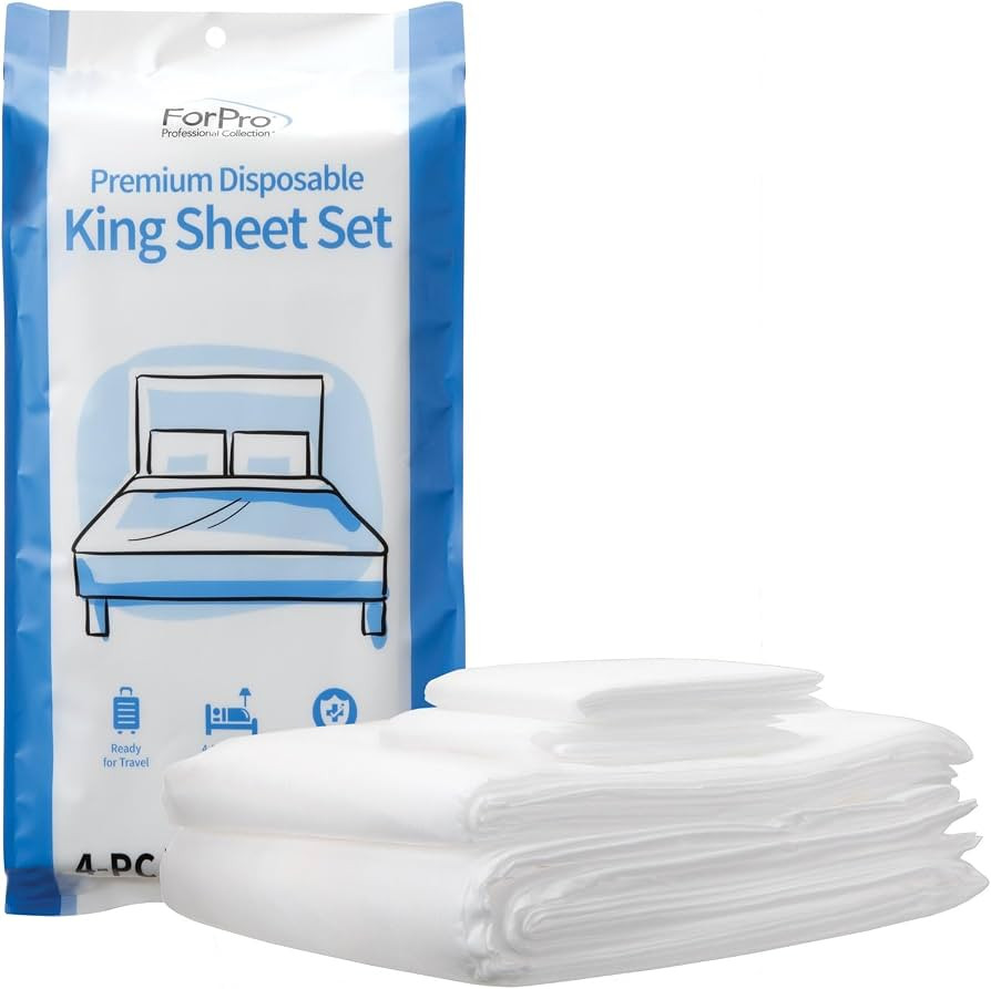 ForPro Premium Disposable Sheet Set, 4-PC King Size Bedding for Travel, Includes Bed Sheet, Duvet... | Amazon (US)