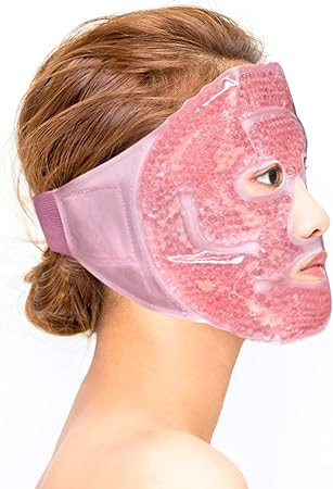 LotFancy Ice Face Mask, Gel Beads Ice Pack, Hot Cold Therapy for Full Face, Reduce Migraines, Hea... | Amazon (US)
