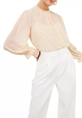 Endless Rose Women's Gold Foil Polka Dot Blouse, XS | Belk