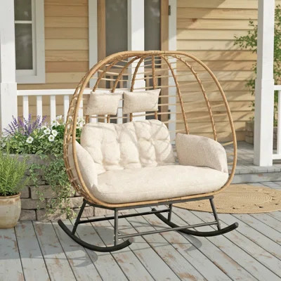 2-Person Egg Rocking Chair With Cushions | Wayfair North America