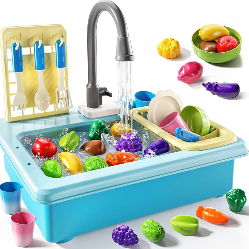 Play Sink with Running Water, Play Kitchen Toys Sink for Kids 3 4 5 6 7 Years Old, Electrical Dis... | Amazon (US)